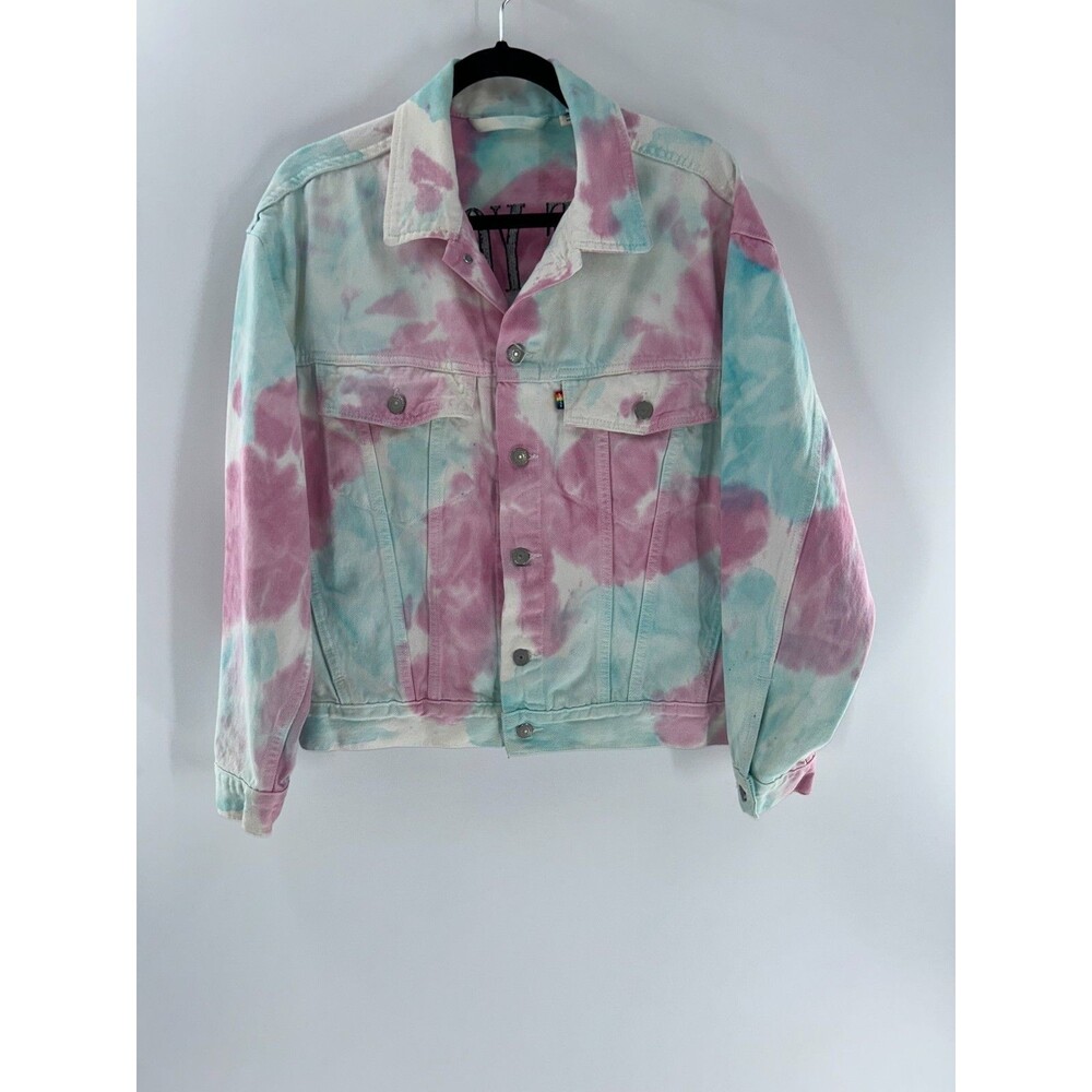 Women’s Levi's Pastel Tie Dye Y2K Oversized Trucker Style Denim Jacket Size XS - Picture 2 of 9